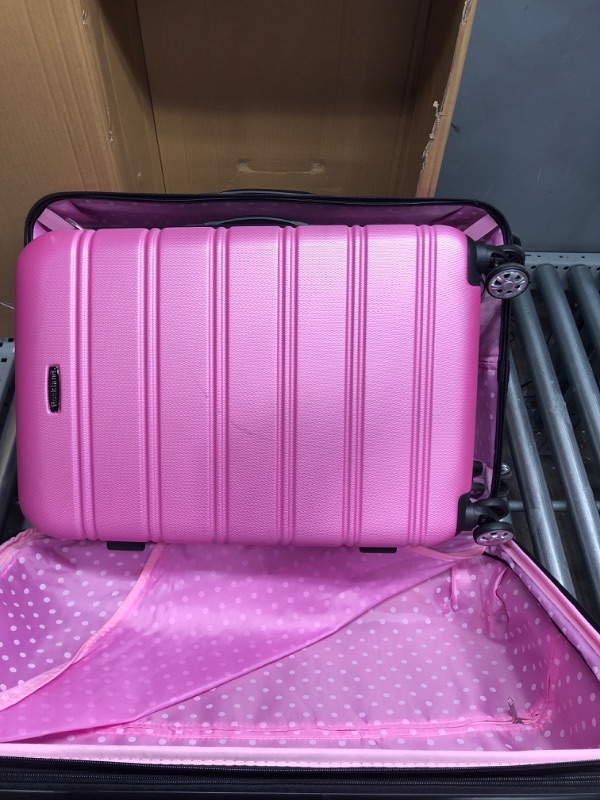 Photo 3 of Rockland Melbourne Hardside Expandable Spinner Wheel Luggage, Pink, 3-Piece Set (20/24/28)
