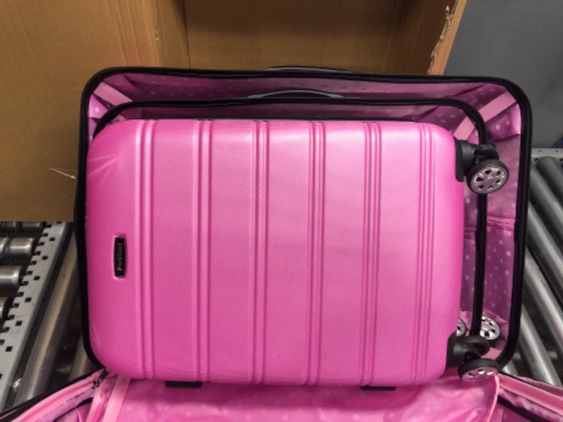 Photo 4 of Rockland Melbourne Hardside Expandable Spinner Wheel Luggage, Pink, 3-Piece Set (20/24/28)
