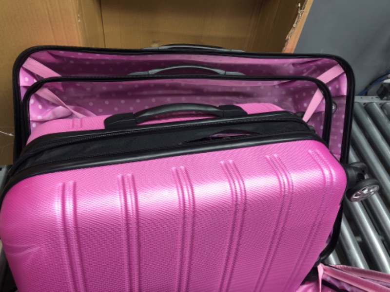 Photo 6 of Rockland Melbourne Hardside Expandable Spinner Wheel Luggage, Pink, 3-Piece Set (20/24/28)
