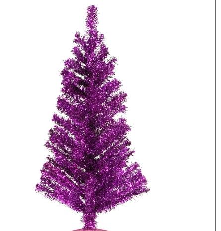 Photo 1 of  National Tree Company 3 ft. Purple Tinsel Tree
