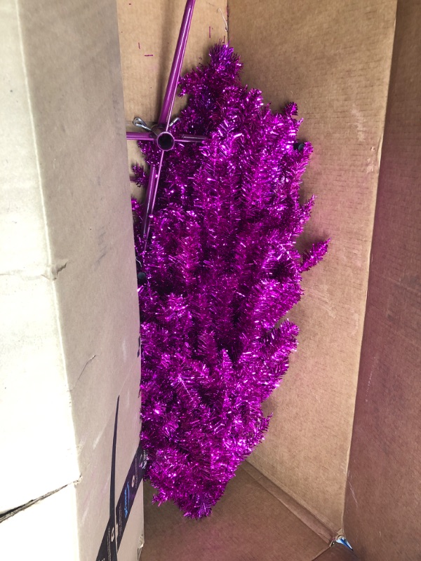 Photo 2 of  National Tree Company 3 ft. Purple Tinsel Tree
