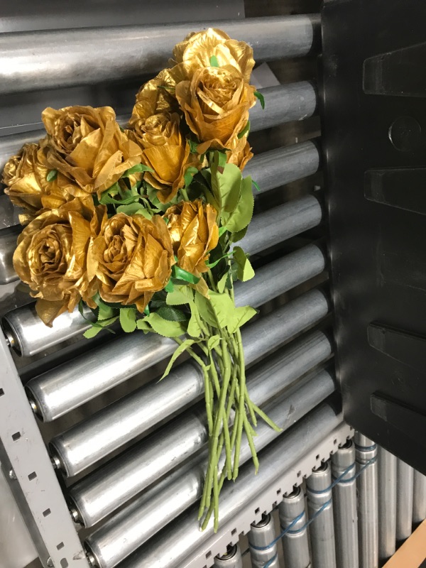 Photo 1 of 12 pc gold rose - artificial 