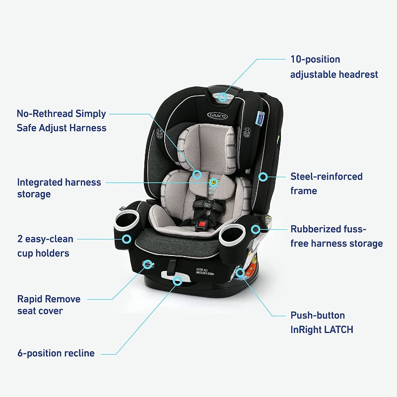 Photo 9 of Graco 4Ever DLX SnugLock Grow 4-in-1 Car Seat | 10 Years of Use with 1 Car Seat, Featuring Easy Installation and Expandable Backrest, Maison