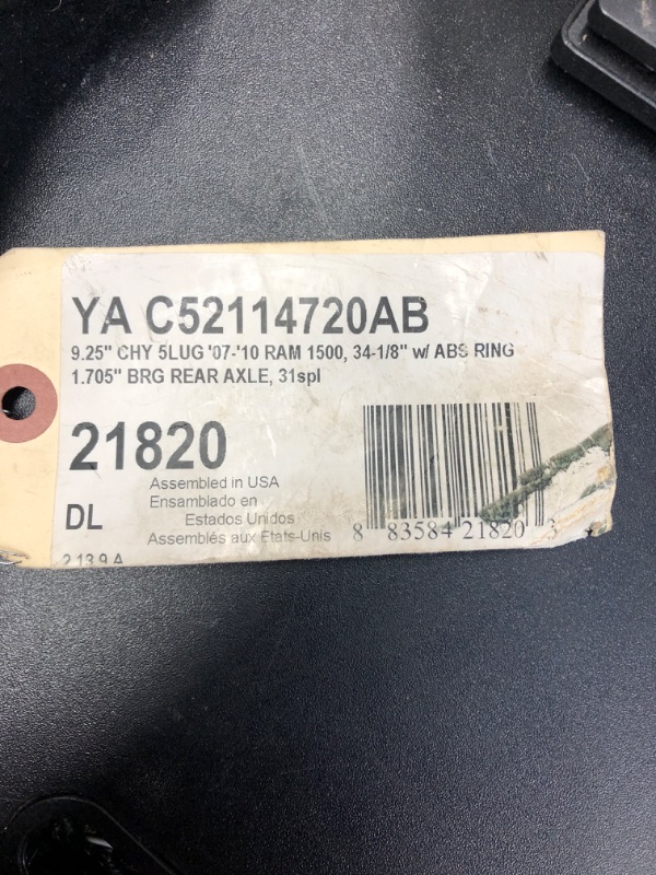 Photo 5 of Yukon Gear & Axle-YA C52114720 Rear Axle 5Lug for 2007-2010 Dodge Ram 1500 9.25" W/ABS Ring