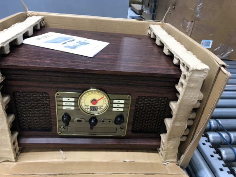 Photo 2 of ***does not play parts only****Victrola Nostalgic 6-in-1 Bluetooth Record Player & Multimedia Center with Built-in Speakers - 3-Speed Turntable, CD & Cassette Player, AM/FM Radio | Wireless Music Streaming | Espresso Espresso Entertainment Center