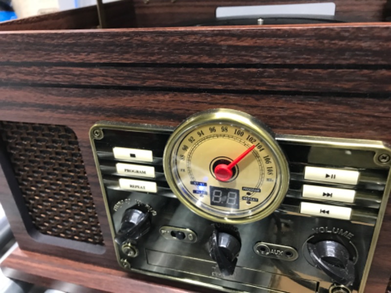 Photo 4 of ***does not play parts only****Victrola Nostalgic 6-in-1 Bluetooth Record Player & Multimedia Center with Built-in Speakers - 3-Speed Turntable, CD & Cassette Player, AM/FM Radio | Wireless Music Streaming | Espresso Espresso Entertainment Center