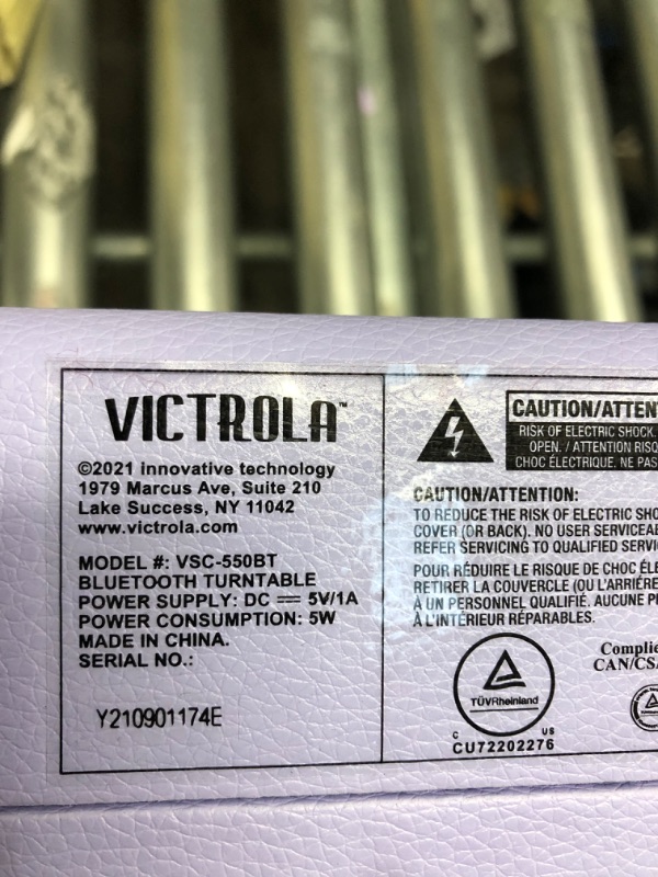 Photo 4 of ***TESTED WORKING SEE NOTES*** Victrola Vintage 3-Speed Bluetooth Portable Suitcase Record Player with Built-in Speakers | Upgraded Turntable Audio Sound | Lavender (VSC-550BT-LVG) Lavender/Silver Record Player