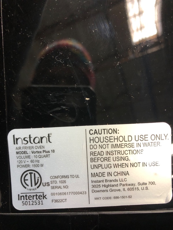 Photo 9 of ***TESTED DAMAGED PARTS ONLY*** Instant Vortex Plus 10-Quart Air Fryer, From the Makers of Instant Pot, 7-in-10 Functions, with EvenCrisp Technology, App with over 100 Recipes, Stainless Steel 10QT Vortex Plus