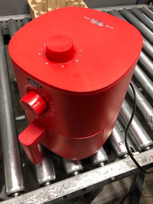 Photo 4 of *PARTS ONLY*BELLA 2.9QT Manual Air Fryer, No Pre-Heat Needed, No-Oil Frying, Fast Healthy Evenly Cooked Meal Every Time, Removeable Dishwasher Safe Non Stick Pan and Crisping Tray for Easy Clean Up, Matte Red 2.9 Quart Matte Red