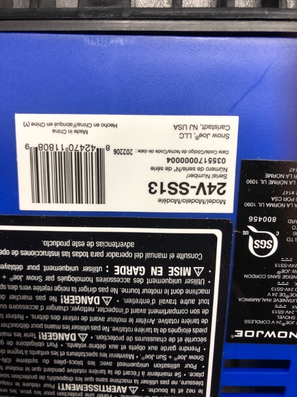 Photo 3 of *USED*Snow Joe 24V-SS13 24-Volt iON+ 13-Inch 4-Ah Cordless Snow Shovel, Blue & iON+ System Compatible 24VBAT EcoSharp Pro Lithium-Ion Battery, 24 Volt, 4.0-Ah Kit (w/ 4-Ah Battery + Quick Charger) Shovel + Battery, 24 Volt