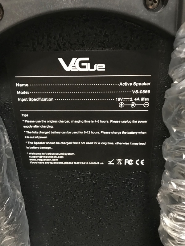 Photo 1 of VeGue Karaoke Machine, Bluetooth Speaker PA System for Adults & Kids with 2 Wireless Microphones, 8'' Subwoofer, Wireless Singing Machine for Christmas Party, Wedding, Gathering(VS-0866)C