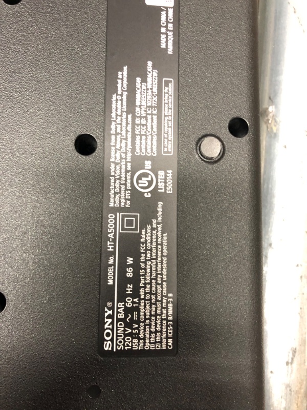 Photo 1 of Sony HT-A5000 5.1.2ch Dolby Atmos Sound Bar Surround