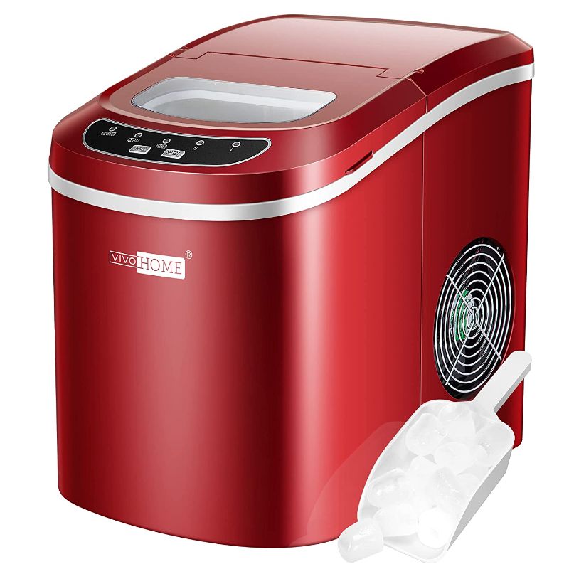 Photo 1 of VIVOHOME Electric Portable Compact Countertop Automatic Ice Cube Maker Machine Red 