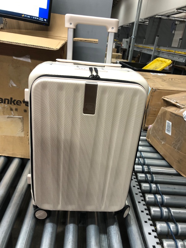 Photo 2 of Hanke Lightweight Hardside Carry On Luggage Off White Clamshell 