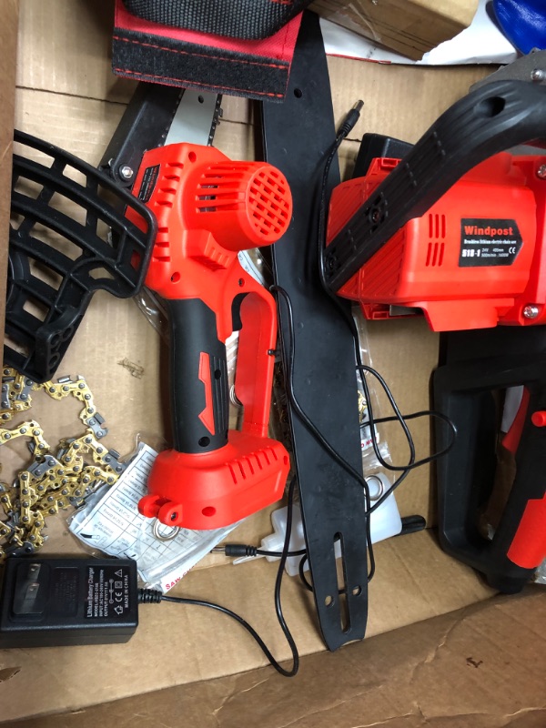 Photo 5 of 16-Inch Cordless Chainsaw, Electric Chainsaw with 3.0Ah X2 Batteries and 2 Fast Chargers, 24V Brushless Chain Saw with Tool Free Blade Tension System (with 4 Inch Mini Chainsaw) 16 Inches