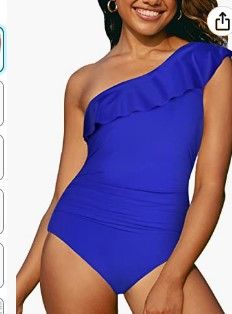 Photo 1 of Hilor Women's One Piece Swimsuits One Shoulder Blue Size 8 