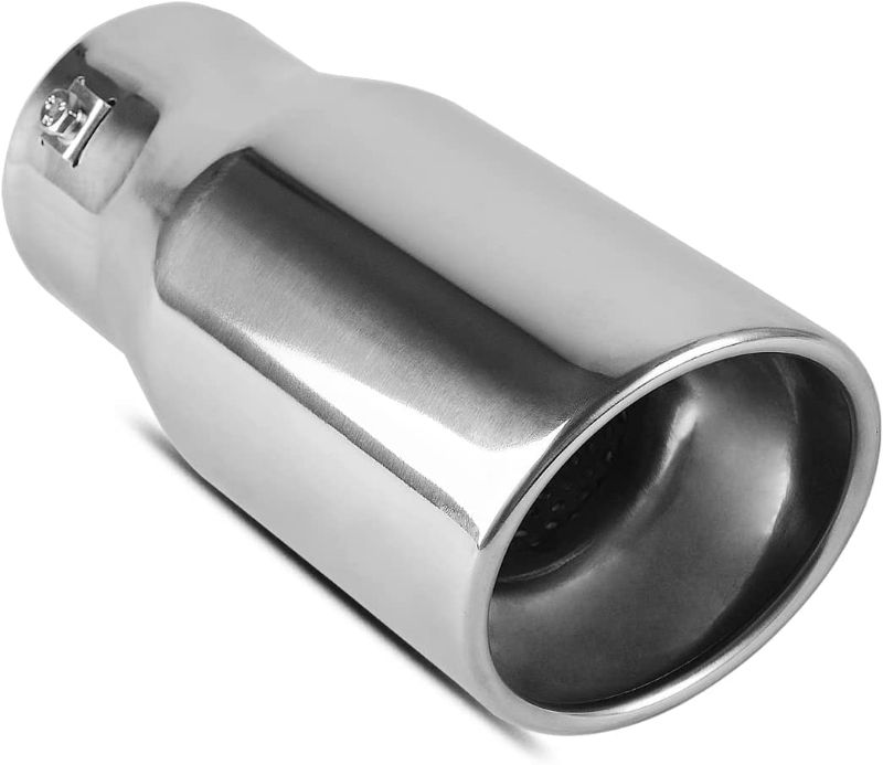 Photo 1 of AUTOSAVER88 1.5-2.5 Inch Chrome Exhaust Tip, 1.5"-2.5" Inlet 4" Outlet 9" Long Stainless Steel Exhaust Tip with Adapters, Fits 1.5"/1.75"/2.0"/2.25"/2.5" Outside Diameter Tailpipe, Bolt-On, Polished