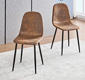 Photo 1 of  Dining Chairs Set of 2, Modern Mid-Century Kitchen Dining Room Chairs Brown 