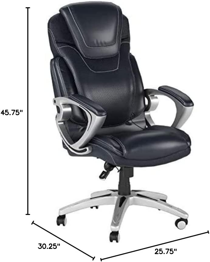 Photo 1 of Serta AIR Health and Wellness Executive Office Chair, High Back Big and Tall Ergonomic for Lumber Support Task Swivel, Bonded Leather, Black