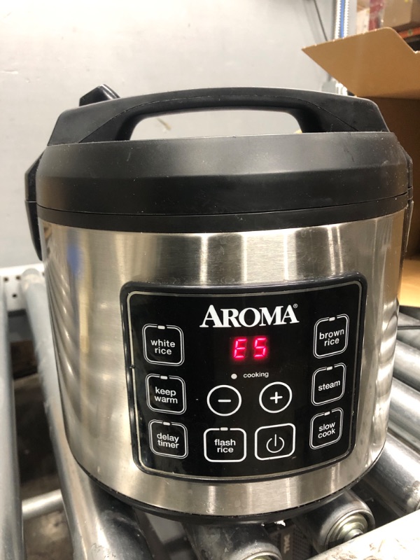 Photo 2 of **SCREEN DISPLAYS E5 MESSAGE**
Aroma ARC-150SB 20-Cup (Cooked) Digital Cool-Touch Rice Cooker, Food Steamer and Slow Cooker