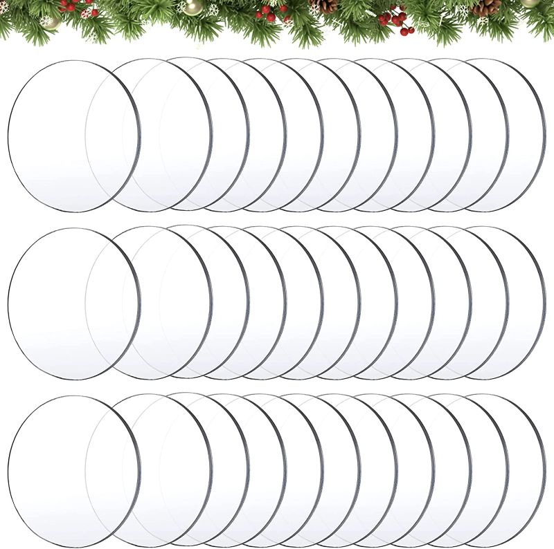 Photo 1 of 30Pcs Acrylic Circle Blanks 3 Inch,Clear Acrylic Circles,Transparent Round Acrylic 0.08 Inch Thick for Cricut,Acrylic Disc Sign for DIY Baby Monthly Milestone Markers,Painting and DIY Projects