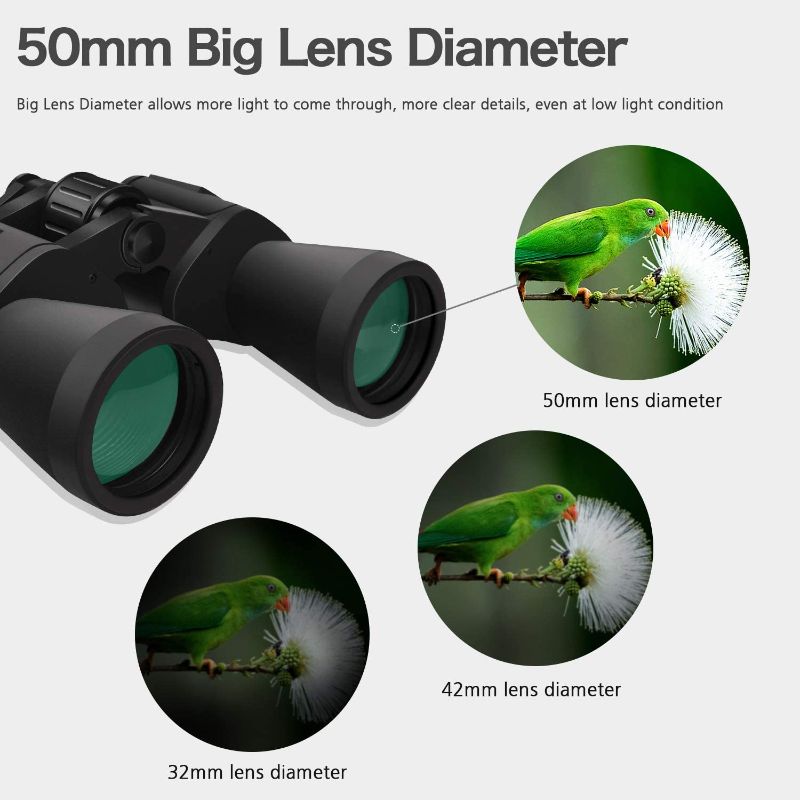 Photo 2 of 10 x 50 Binoculars for Adults, Powerful Binoculars for Bird Watching, Multi-Coated Optics Durable Full-Size Clear Binocular for Travel Sightseeing Outdoor Sports Games and Concerts