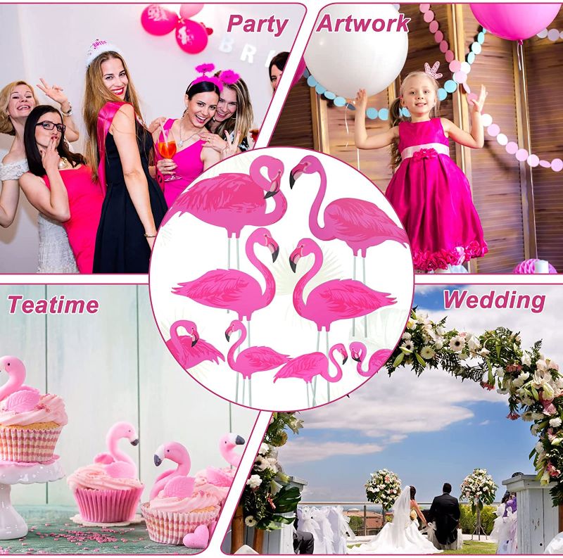 Photo 1 of 8 Pieces Pink Flamingo Yard Decorations Flamingo Decor Flamingo Yard Ornament Flamingo Signs with Plastic Feet Stakes Tropical Flamingo Garden Yard Outdoor Lawn Decor for Outdoor Party Sidewalks