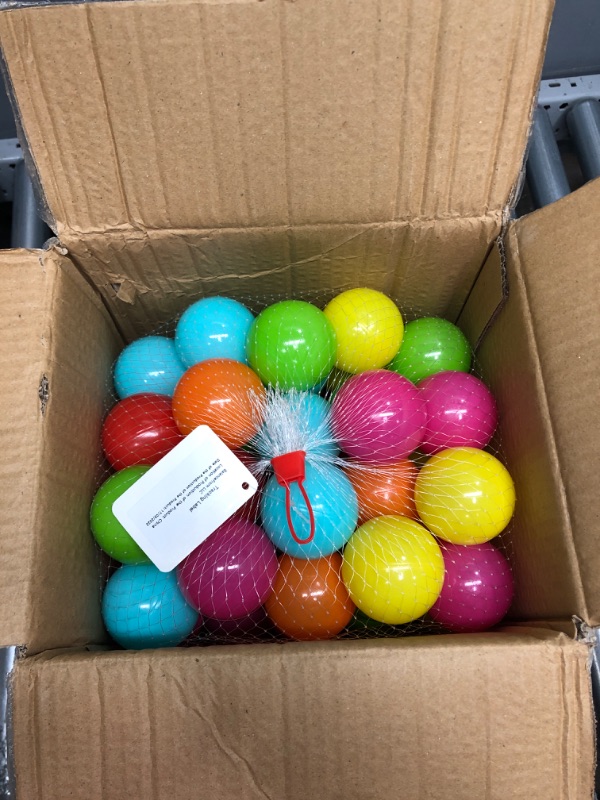 Photo 2 of 100 Soft Plastic Mini Ball Pit Balls w/ 8 Vibrant Colors - Crush Proof, No Sharp Edges, Non Toxic, Phthalate & BPA Free for Baby Toddler Ball Pit, Tents Tunnels Indoor & Outdoor