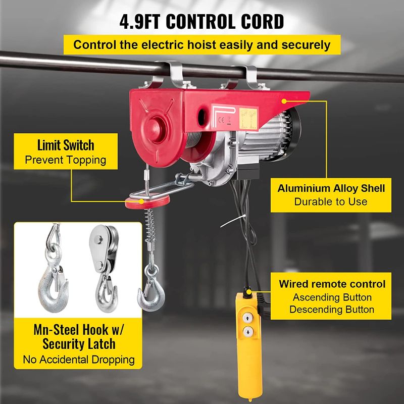 Photo 4 of 1320LBS Electric Hoist 110V Lift Electric Hoist Mini Electric Winch Crane Remote Control Electric Cable Hoist for Overhead Crane Lift