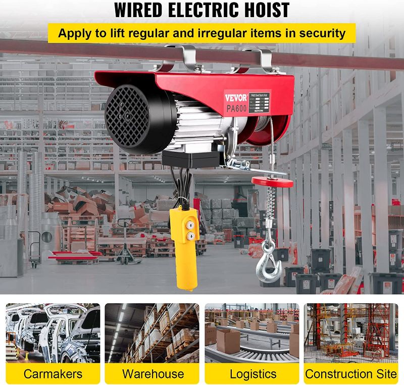 Photo 7 of 1320LBS Electric Hoist 110V Lift Electric Hoist Mini Electric Winch Crane Remote Control Electric Cable Hoist for Overhead Crane Lift