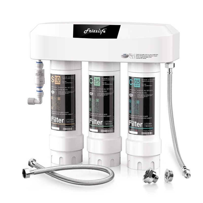 View 1 of Frizzlife Under Sink Water Filter System SK99-NEW, Direct Connect, NSF/ANSI 53&42 Certified to Remove Lead, Chlorine, Odor & Bad Taste- 0.5 Micron, Quick Change, USA Tech Support
Visit the FRIZZLIFE Store