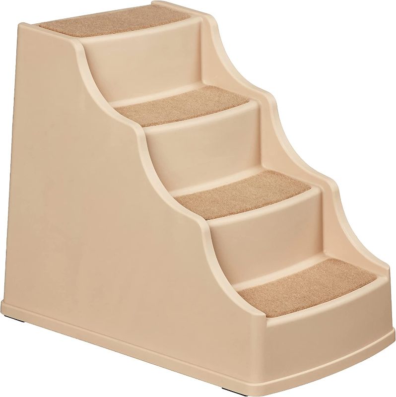 Photo 1 of Amazon Basics 4 Step Non Slip Pet Stairs for Dogs and Cats, Tan