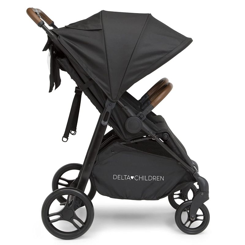 Photo 3 of Delta Children Cruzer Double Stroller – Lightweight Side by Side Double Stroller with Reclining Seats, Extendable Canopies and Flat Fold, Black