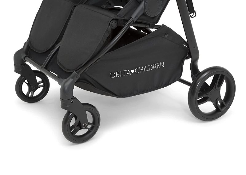 Photo 6 of Delta Children Cruzer Double Stroller – Lightweight Side by Side Double Stroller with Reclining Seats, Extendable Canopies and Flat Fold, Black