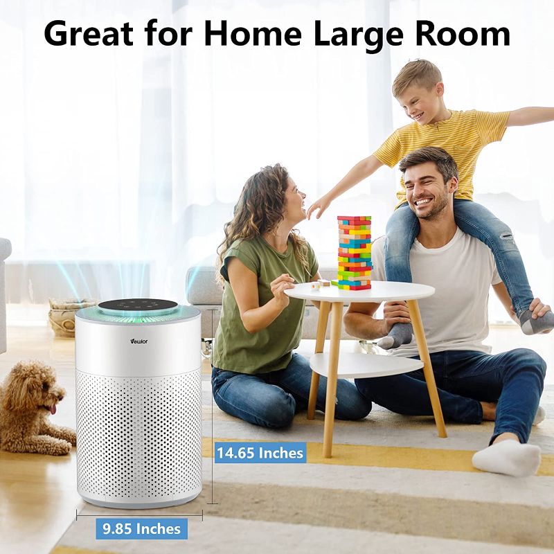 Photo 9 of Air Purifiers, Home Air purifier for Large Room Bedroom Up to 1100ft², VEWIOR H13 True HEPA Air Filter for Pets Smoke Pollen Odor, with Air Quality Monitoring, Auto&Sleep, 6 Timer, Light, Child Lock