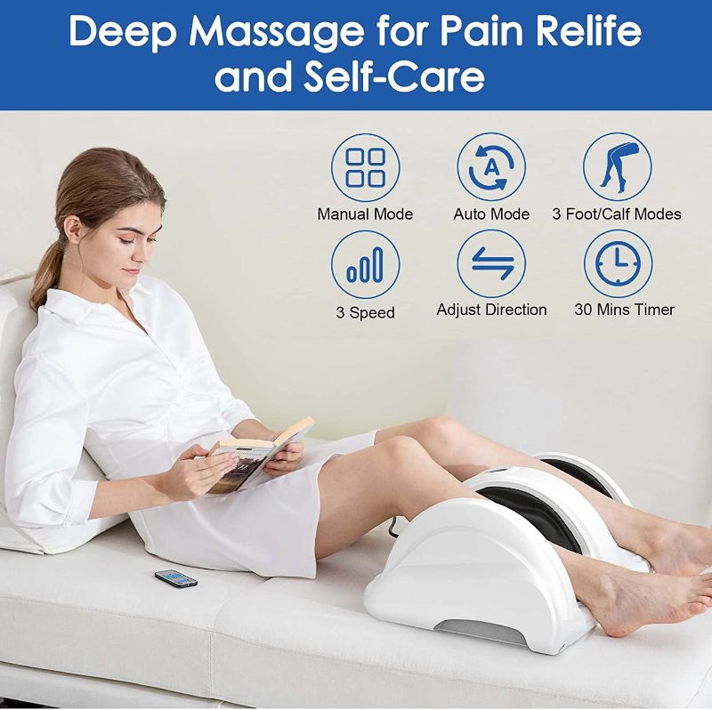 Photo 5 of  Foot Massager Machine Shiatsu Foot and Calf Massager with Heat, Deep Kneading Rolling Massage for Calf Leg Ankle, Electric Foot Massager for Pain Relief White