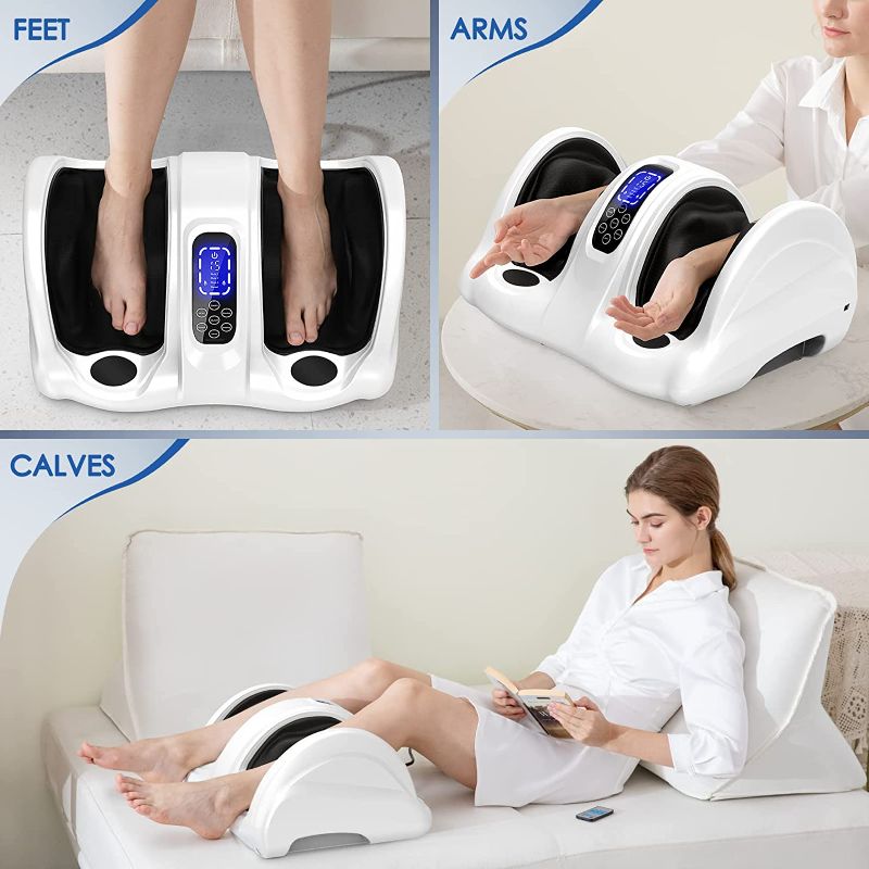 Photo 8 of  Foot Massager Machine Shiatsu Foot and Calf Massager with Heat, Deep Kneading Rolling Massage for Calf Leg Ankle, Electric Foot Massager for Pain Relief White
