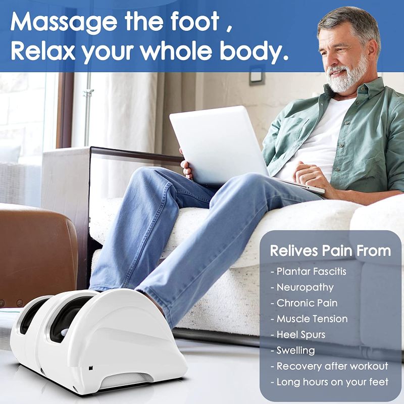 Photo 6 of  Foot Massager Machine Shiatsu Foot and Calf Massager with Heat, Deep Kneading Rolling Massage for Calf Leg Ankle, Electric Foot Massager for Pain Relief White