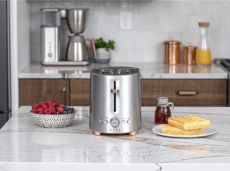 Photo 1 of Café Express Finish 2-Slice Toaster | Extra-Wide Slots, Extra Lift for Waffles, Pastries, Texas Toast & More | 4 Pre-Set Functions, 8 Shade Options | Countertop Kitchen Essentials | Stainless Steel