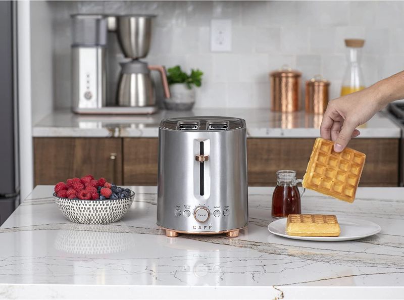 Photo 1 of Café Express Finish 2-Slice Toaster | Extra-Wide Slots, Extra Lift for Waffles, Pastries, Texas Toast & More | 4 Pre-Set Functions, 8 Shade Options | Countertop Kitchen Essentials | Stainless Steel