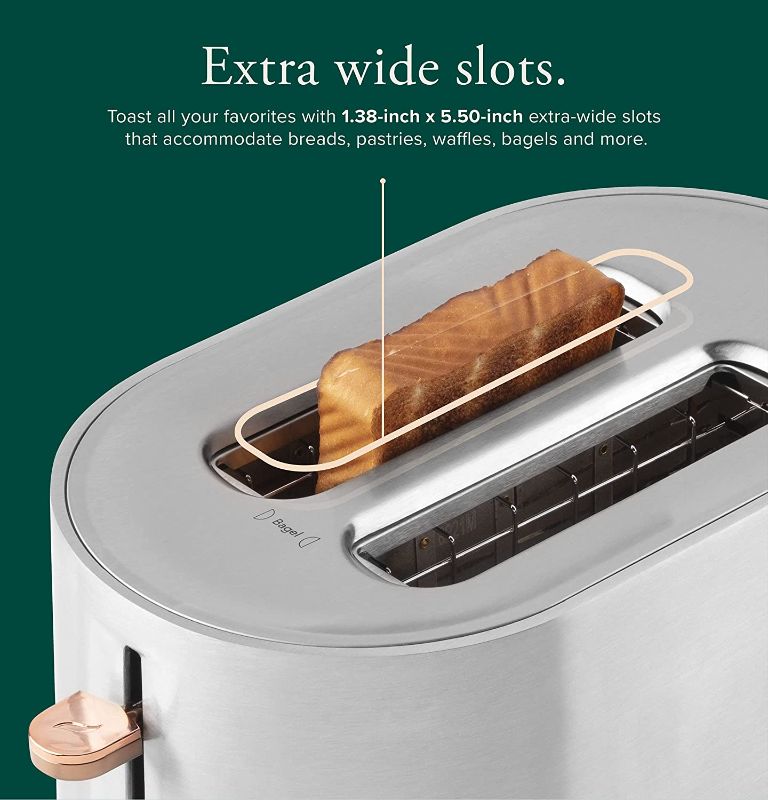 Photo 1 of Café Express Finish 2-Slice Toaster | Extra-Wide Slots, Extra Lift for Waffles, Pastries, Texas Toast & More | 4 Pre-Set Functions, 8 Shade Options | Countertop Kitchen Essentials | Stainless Steel