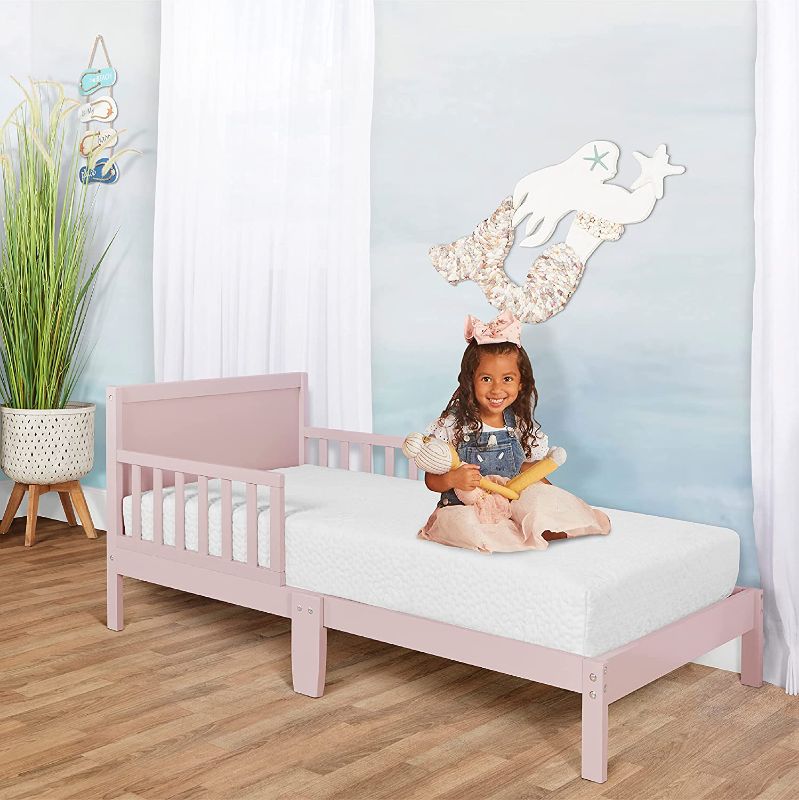 Photo 3 of Dream on Me Brookside Toddler Bed - Blush Pink/White