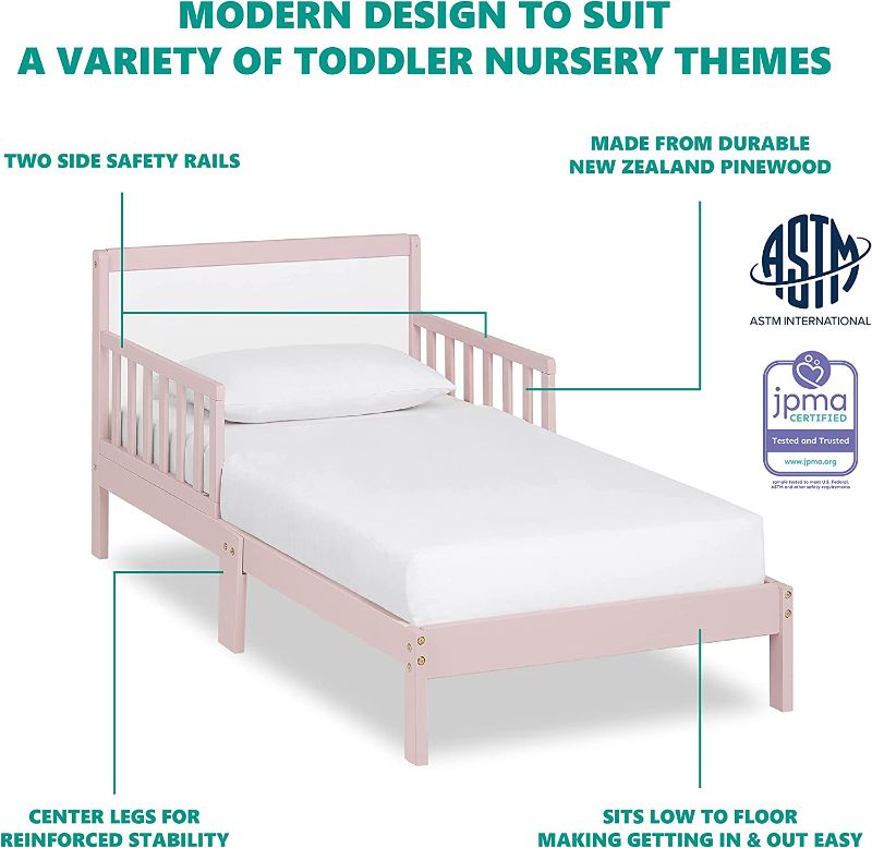 Photo 6 of Dream on Me Brookside Toddler Bed - Blush Pink/White