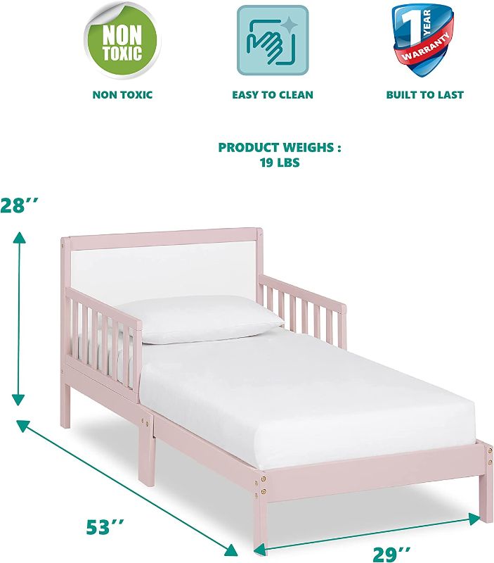 Photo 5 of Dream on Me Brookside Toddler Bed - Blush Pink/White