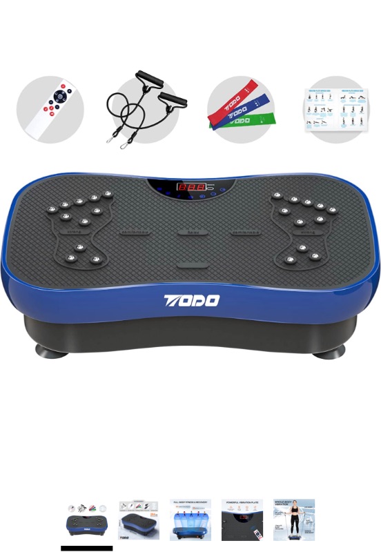 Photo 1 of TODO Vibration Plate Exercise Machine Whole Body Vibration Machine for Relieving Muscle Tightness, Remote Control/3 Resistance Loops/Resistance Bands