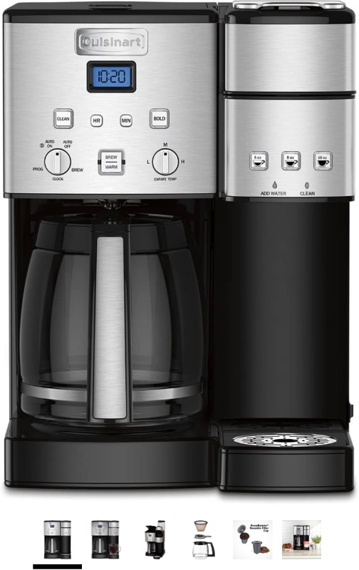 Photo 1 of **PARTS ONLY**
Cuisinart Single Serve + 12 Cup Coffee Maker, Offers 3-Sizes: 6-Ounces, 8-Ounces and 10-Ounces, Stainless Steel, SS-15P1