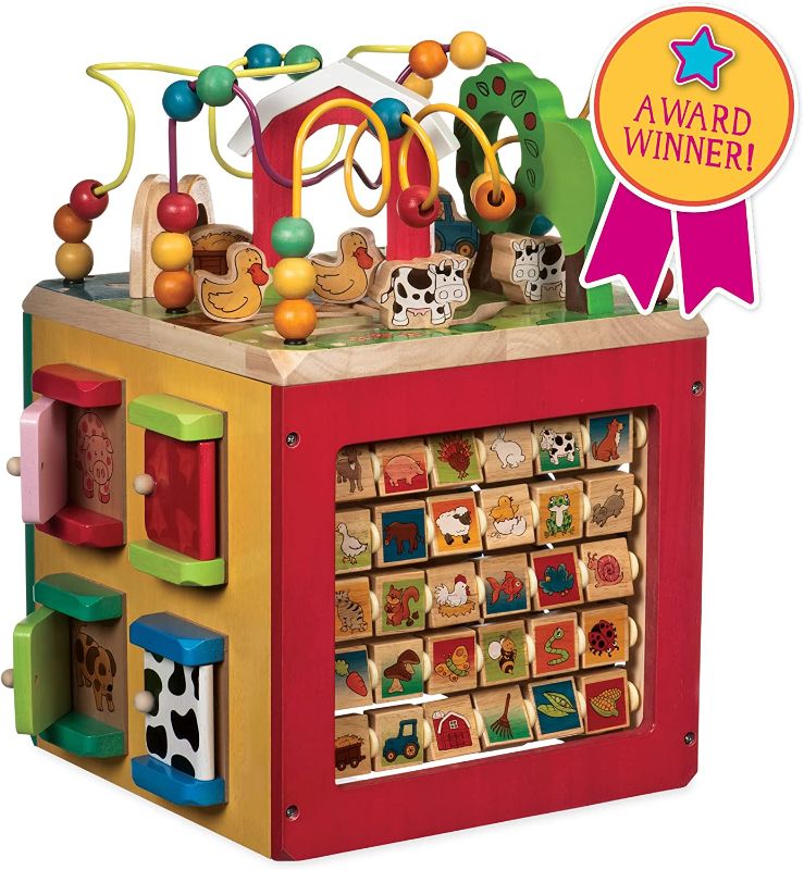 Photo 1 of Battat – Wooden Activity Cube – Discover Farm Animals Activity Center for Kids 1 year +, Standard
