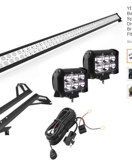 Photo 1 of **SEE NOTES- MISSING ITEMS**YITAMOTOR 52 Inch Led Light Bar 300W Combo 2pcs 4" 18W Spot Light Pod Off Road Driving Lights with Mounting Brackets and Wiring Harness Fit for 07-18 Jeep JK Wrangler
