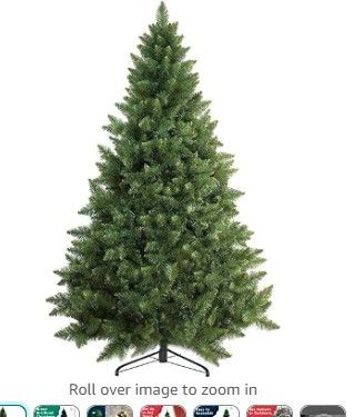 Photo 1 of 6 Ft Premium Christmas Tree with 1200 Tips for Fullness - Artificial Canadian Fir Full Bodied Christmas Tree with Metal Stand, Lightweight and Easy to Assemble
