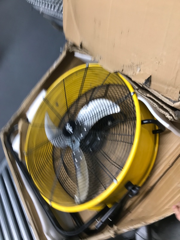 Photo 2 of 30 in. 3 Speed Yellow Heavy Duty Metal Industrial Drum Fan, Air Circulation for Warehouse, Greenhouse, Workshop, Patio
